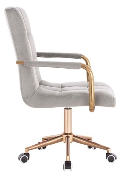 LuxuryForm DESIGN Stolička VERONA GOLD VELUR na zlatej podstave s kolieskami - svetlo šedá