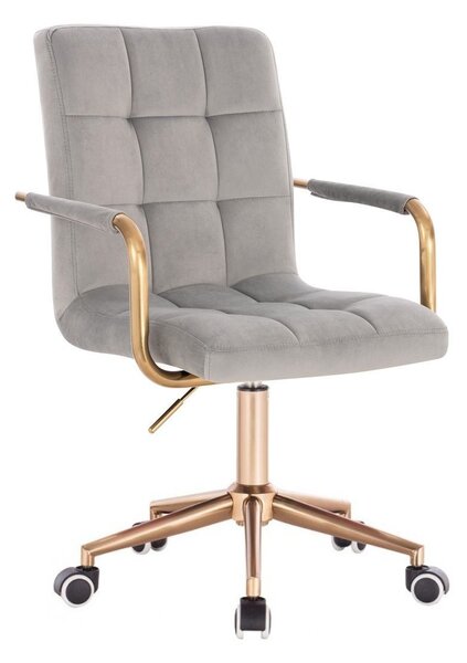 LuxuryForm DESIGN Stolička VERONA GOLD VELUR na zlatej podstave s kolieskami - svetlo šedá