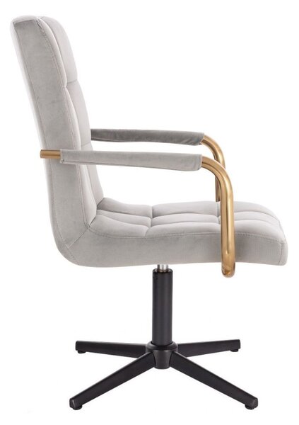 LuxuryForm DESIGN Stolička VERONA GOLD VELUR na čiernom kríži - svetlo šedá