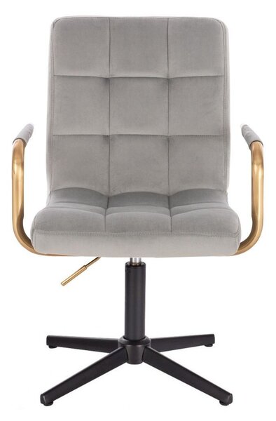LuxuryForm DESIGN Stolička VERONA GOLD VELUR na čiernom kríži - svetlo šedá