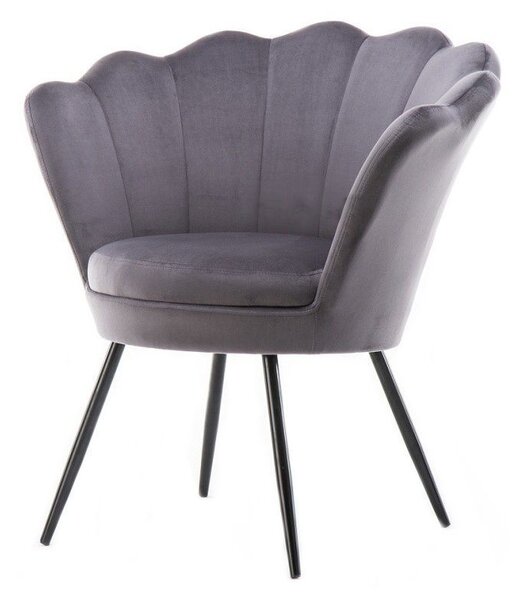 LuxuryForm DESIGN Kreslo FREY VELUR s čiernymi nohami - tmavo šedé