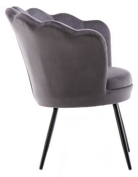 LuxuryForm DESIGN Kreslo FREY VELUR s čiernymi nohami - tmavo šedé