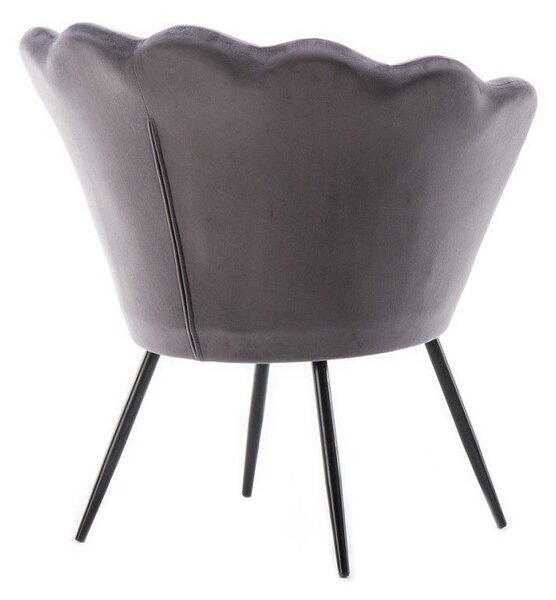 LuxuryForm DESIGN Kreslo FREY VELUR s čiernymi nohami - tmavo šedé