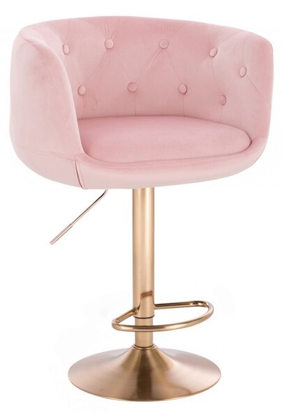 Barová stolička MONTANA VELUR na zlatom tanieri - ružová