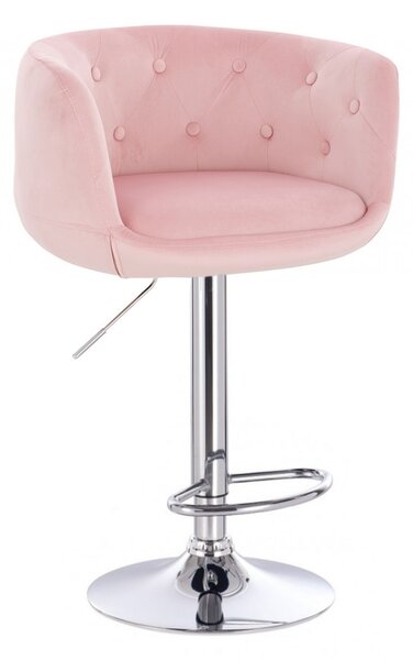 Barová stolička MONTANA VELUR na striebornom tanieri - ružová