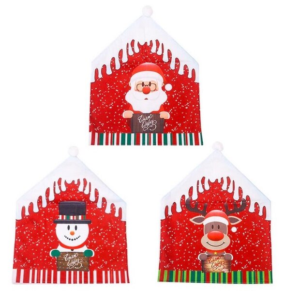 Vianočné návlek na stoličky - Santa, Sobík a snehuliak - sada 3 kusov