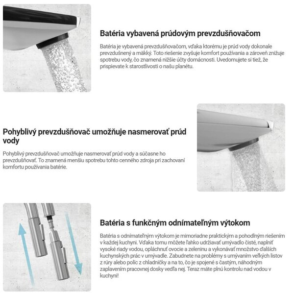 Deante Silia, drezová batéria s vyťahovacou spŕškou, titánová, DEA-BQS_D73M