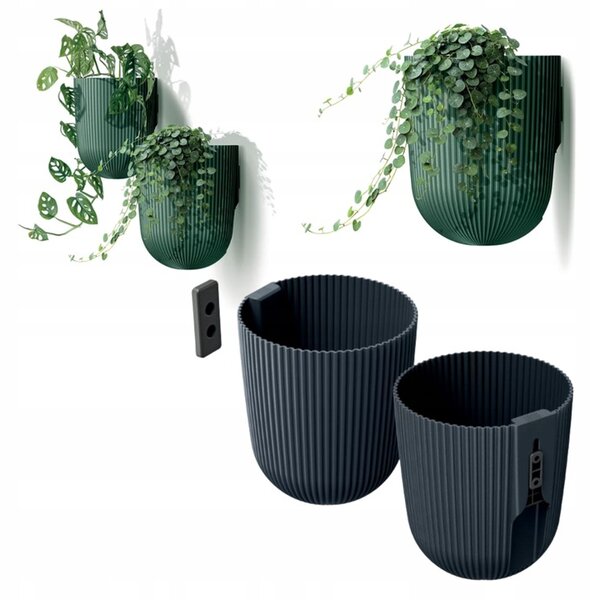 Prosperplast Nástěnný květináč MILLA WALL 14,6 cm antracitový