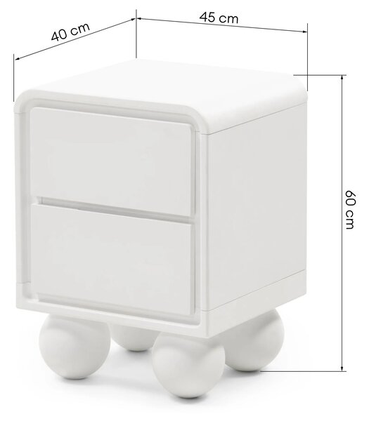 Hector Nočný stolík Lauria 45 cm biely