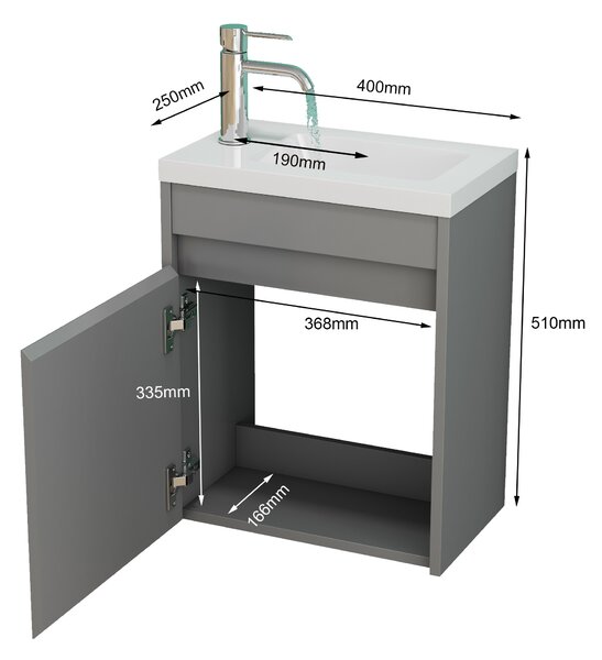 Závesná skrinka s umývadlom Houseland Zendi 40 cm sivá