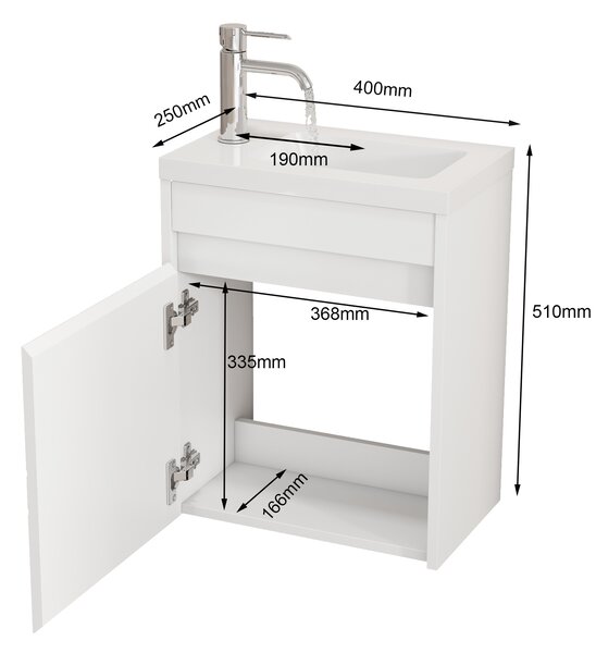 Závesná skrinka s umývadlom Houseland Mavon 40 cm biela