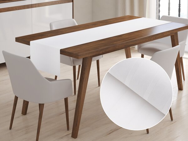 Biante Damaškový behúň na stôl DM-002 Biely - pásiky 6 a 24 mm 20x120 cm