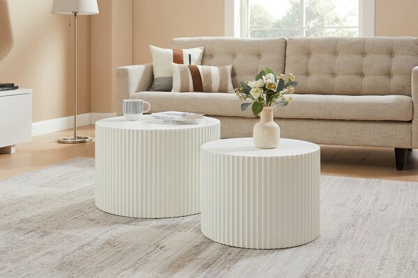 SADA KONFERENČNÝCH STOLÍKOV, biela, kompozitné drevo, 60-48/60-48/40-35 cm Livetastic - Stolíky do obývačky, Online Only