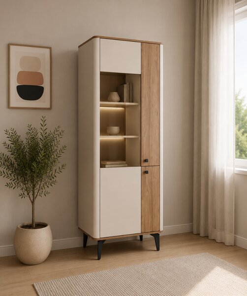 VYSOKÁ VITRÍNA RAVELLO KAŠMÍR / ORECH ROYAL 73 cm