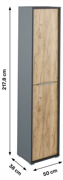 NovýNábytok.sk Policová skriňa Hamila NEW TYP 06 (grafit + dub artisan). Vlastná spoľahlivá doprava až k Vám domov. 1028759