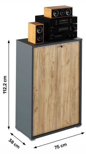 NovýNábytok.sk Skrinka Hamila NEW TYP 09 (grafit + dub artisan). Vlastná spoľahlivá doprava až k Vám domov. 1028765