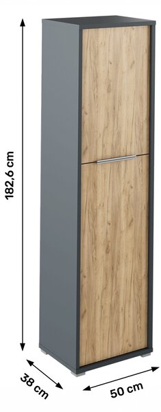 NovýNábytok.sk Skriňa Hamila NEW TYP 08 (grafit + dub artisan). Vlastná spoľahlivá doprava až k Vám domov. 1028763