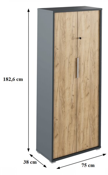 NovýNábytok.sk Kancelárska skriňa so zámkom Hamila NEW TYP 31 (grafit + dub artisan). Vlastná spoľahlivá doprava až k Vám domov. 1028788