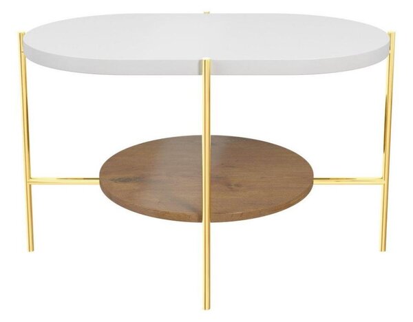 DANCAN Arena konferenčný stôl, biela/hnedá/zlatá