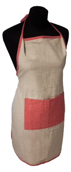 Home Elements Kuchynská zástera z recyklovanej bavlny, 60*80 cm, béžová + červená