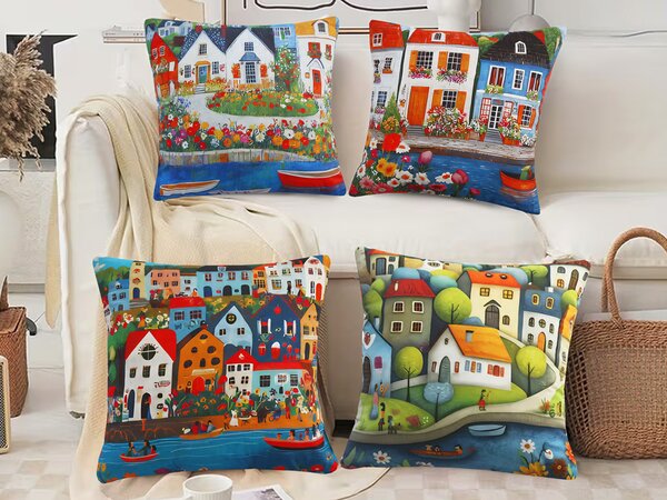 XPOSE® Set obliečok na vankúš PRÍSTAV (digitálna tlač) 43x43 cm - set 4ks