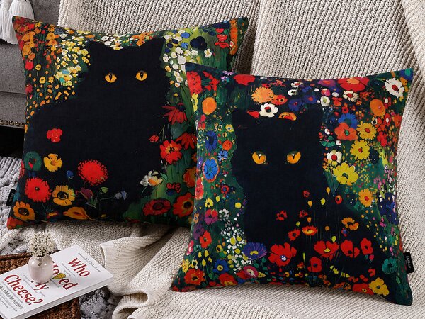 XPOSE® Set obliečok na vankúš MAČKY A KVETINY (digitálna tlač) 43x43 cm - set 2ks