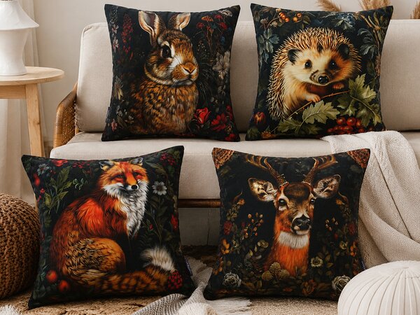 XPOSE® Set obliečok na vankúš LESNÁ ZVER (digitálna tlač) 43x43 cm - set 4ks
