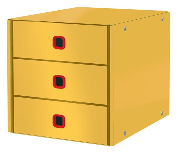 Žltý zásuvkový box s 3 zásuvkami Leitz Cosy Click & Store