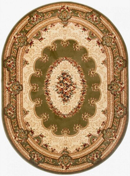 Kusový koberec klasický vzor zelený ovál 250x350cm