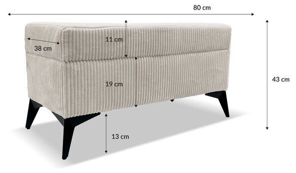 Taburet TINA 80x38 s úložným priestorom - grafitový - menčester - LINCOLN 90