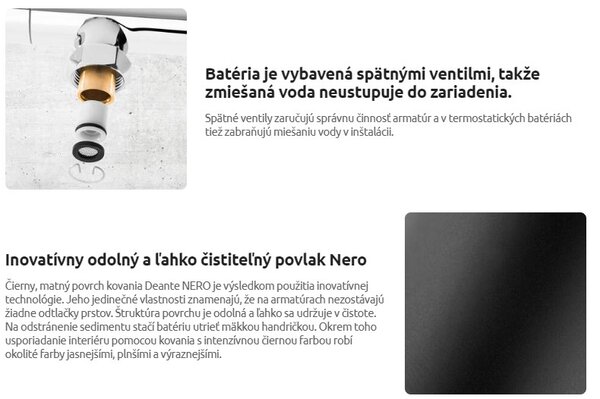 Deante Lima, drezová batéria v tvare "U" s vyťahovacou spŕškou, čierna matná, DEA-BBM_N72M