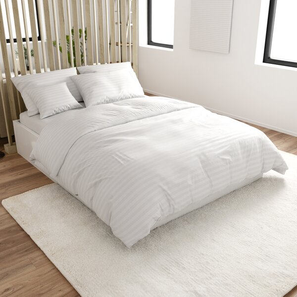 Hotelové obliečky z mikrovlákna JASMINE biele - prúžok 2 cm, hotelové vrecko Rozmer obliečky: 70 x 90 cm | 140 x 220 cm