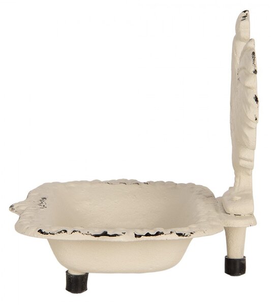 Béžová antik liatinová mydlenka s kohútom - 16*12*14 cm - Clayre & Eef