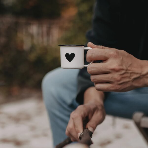Smaltovaný hrnček na espresso Heart 70 ml