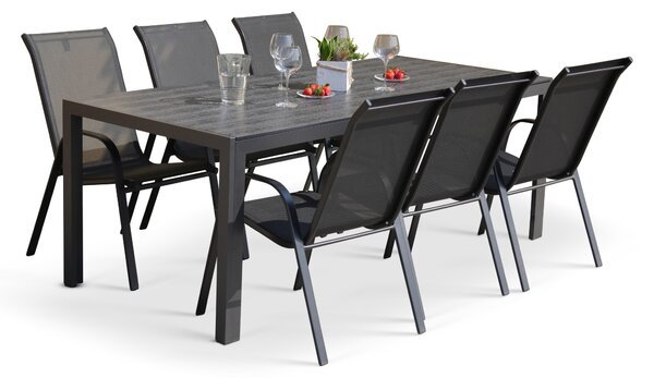 Noela Záhradný jedálenský set Viking XL 190cm + 6x kovová stolička Ramada