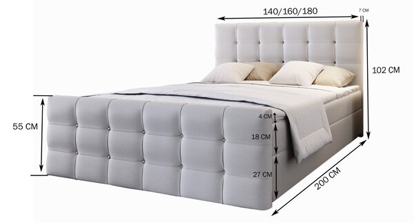 GLAMOUR MANŽELSKÁ POSTEĽ 140X200 + TOPPER VISCO + ÚLOŽNÝ PRIESTOR + KRYŠTÁLIKY COSMIC 800