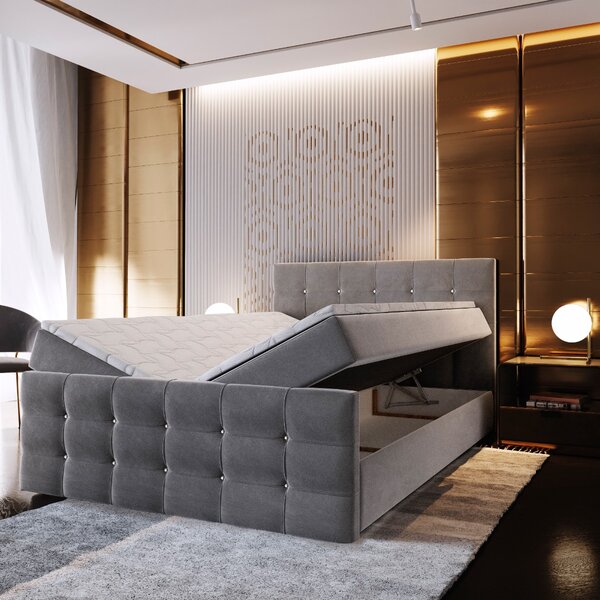 GLAMOUR MANŽELSKÁ POSTEĽ 140X200 + TOPPER VISCO + ÚLOŽNÝ PRIESTOR + KRYŠTÁLIKY SOFT 29
