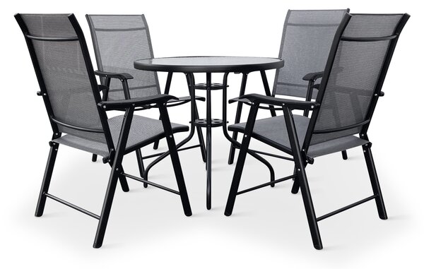Noela Záhradný jedálenský set Capri 80 cm + 4x kovová stolička Solano
