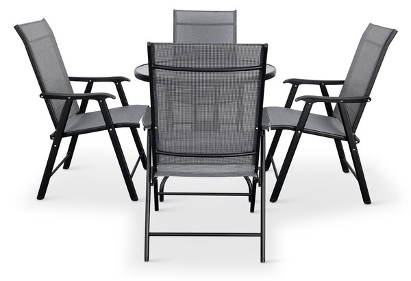 Noela Záhradný jedálenský set Capri 80 cm + 4x kovová stolička Solano