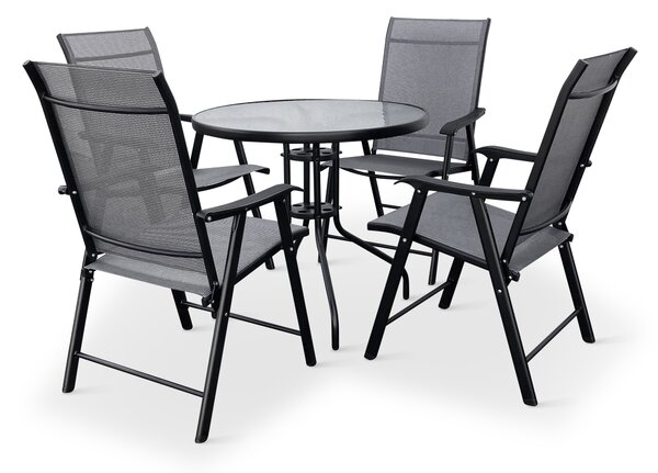 Noela Záhradný jedálenský set Capri 80 cm + 4x kovová stolička Solano