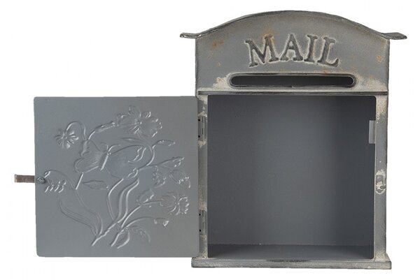 Šedá retro poštová schránka Mail - 26 * 10 * 31 cm - Clayre & Eef