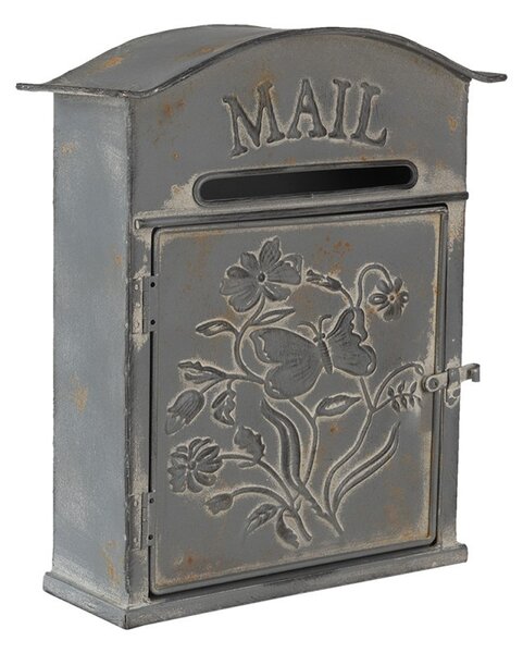Šedá retro poštová schránka Mail - 26 * 10 * 31 cm - Clayre & Eef