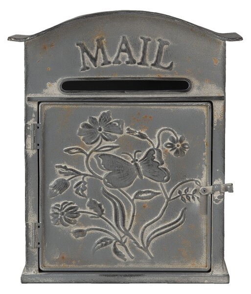 Šedá retro poštová schránka Mail - 26 * 10 * 31 cm - Clayre & Eef