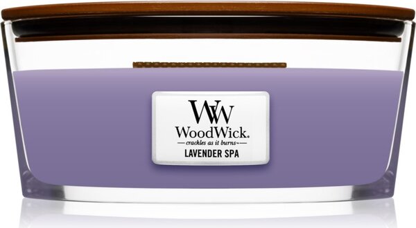 Woodwick Lavender Spa vonná sviečka s dreveným knotom (hearthwick) 453 g
