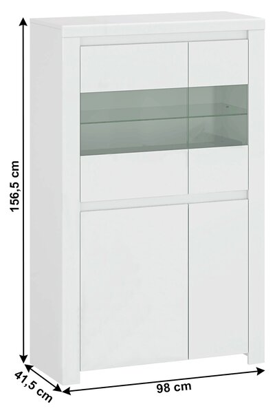 NovýNábytok.sk Vitrína Lafer 2D2W (biely lesk). Vlastná spoľahlivá doprava až k Vám domov. 1034105
