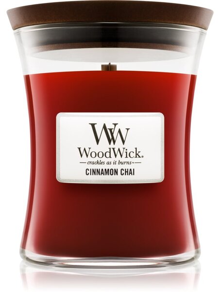Woodwick Cinnamon Chai vonná sviečka s dreveným knotom 275 g