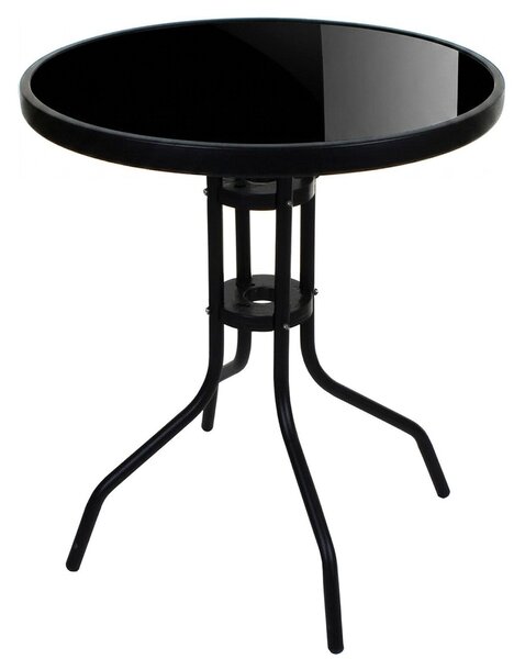 Záhradný sklenený stolík ISLAND – Ø60 cm, čierny/čierny