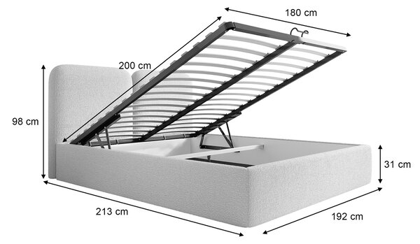 Manželská čalúnená posteľ s úložným priestorom Desio Slim 180x200 - tehlová