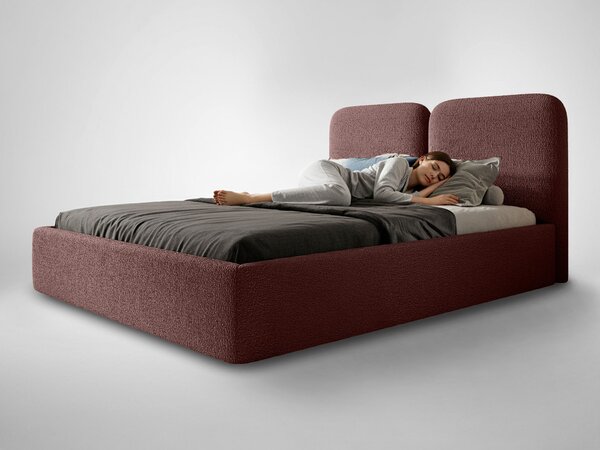 Manželská čalúnená posteľ s úložným priestorom Desio Slim 180x200 - tehlová