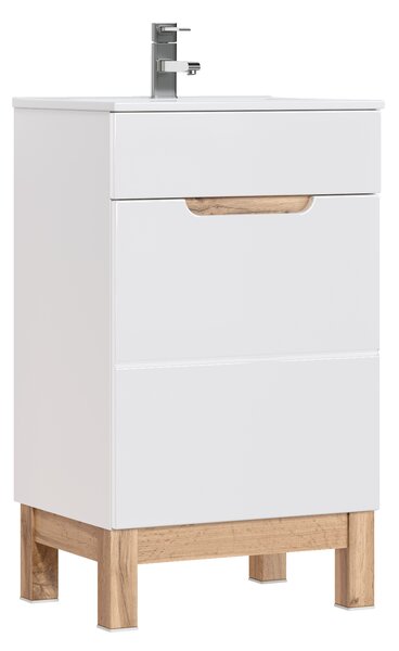 Comad Kúpeľňová skrinka pod umývadlo Bali White 50 biela/dub wotan